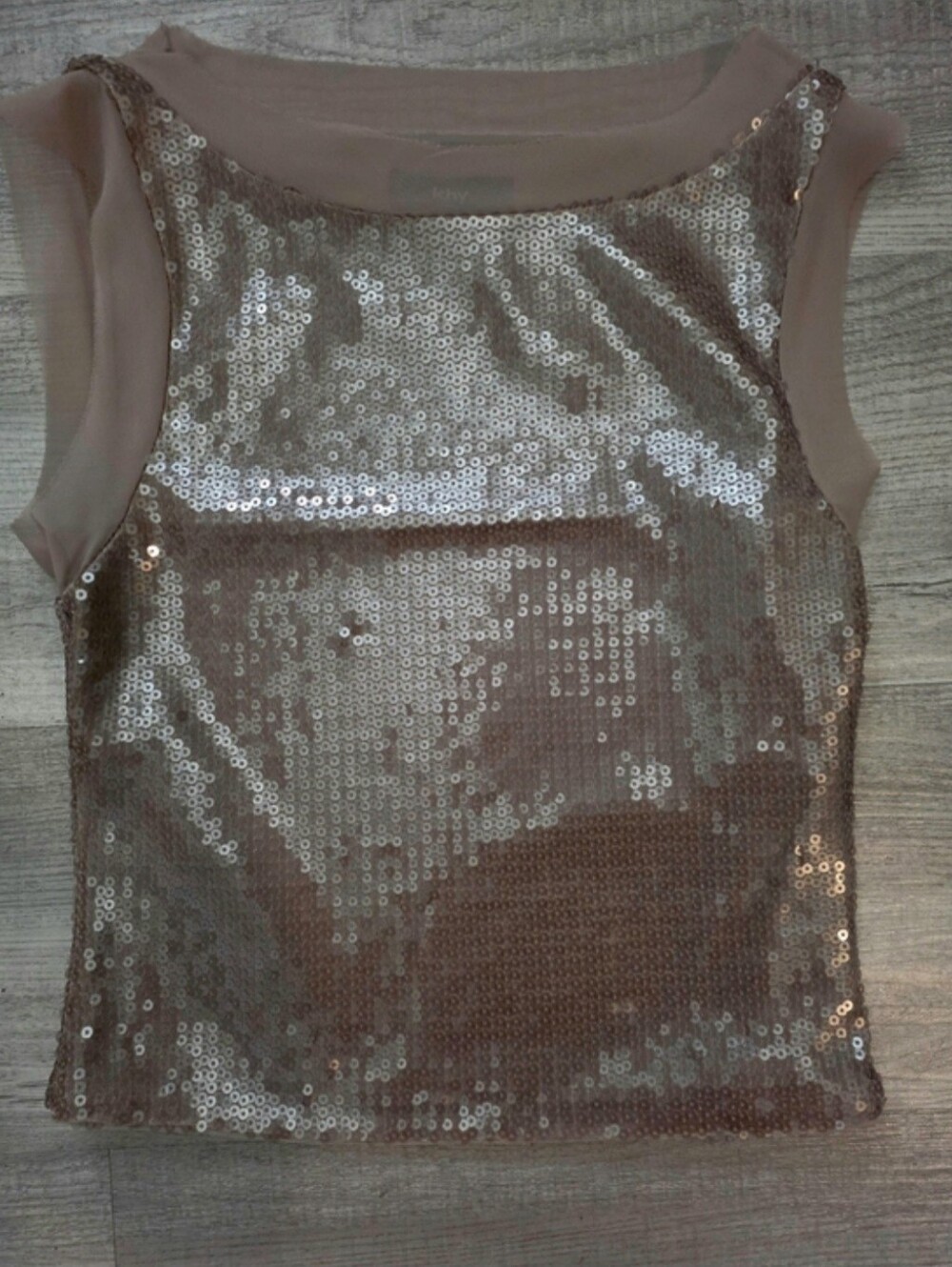 NWT KHY Taupe Sequin Sleeveless Top Neutral